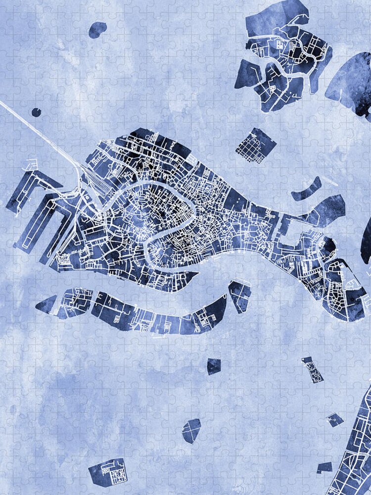 Venice Jigsaw Puzzle featuring the digital art Venice Italy City Map by Michael Tompsett