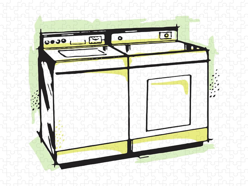 Appliance Jigsaw Puzzle featuring the drawing Washing Machine and Dryer #1 by CSA Images