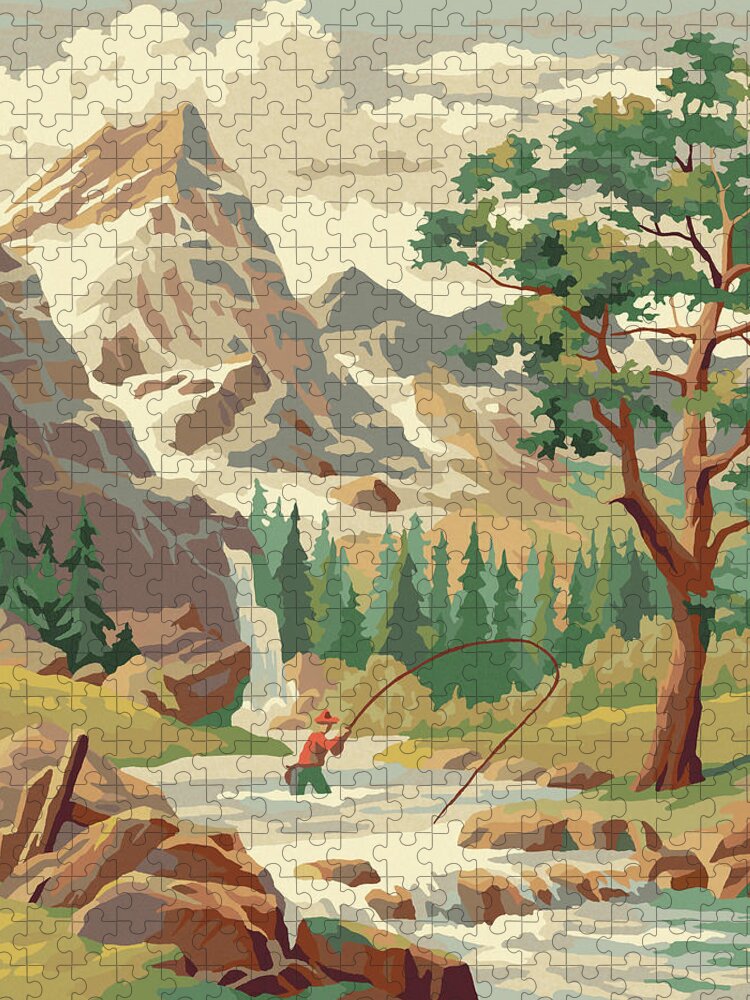 Activity Jigsaw Puzzle featuring the drawing Wilderness Landscape by CSA Images