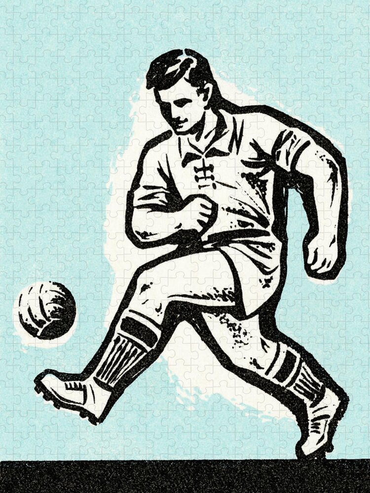Action Jigsaw Puzzle featuring the drawing Soccer player by CSA Images