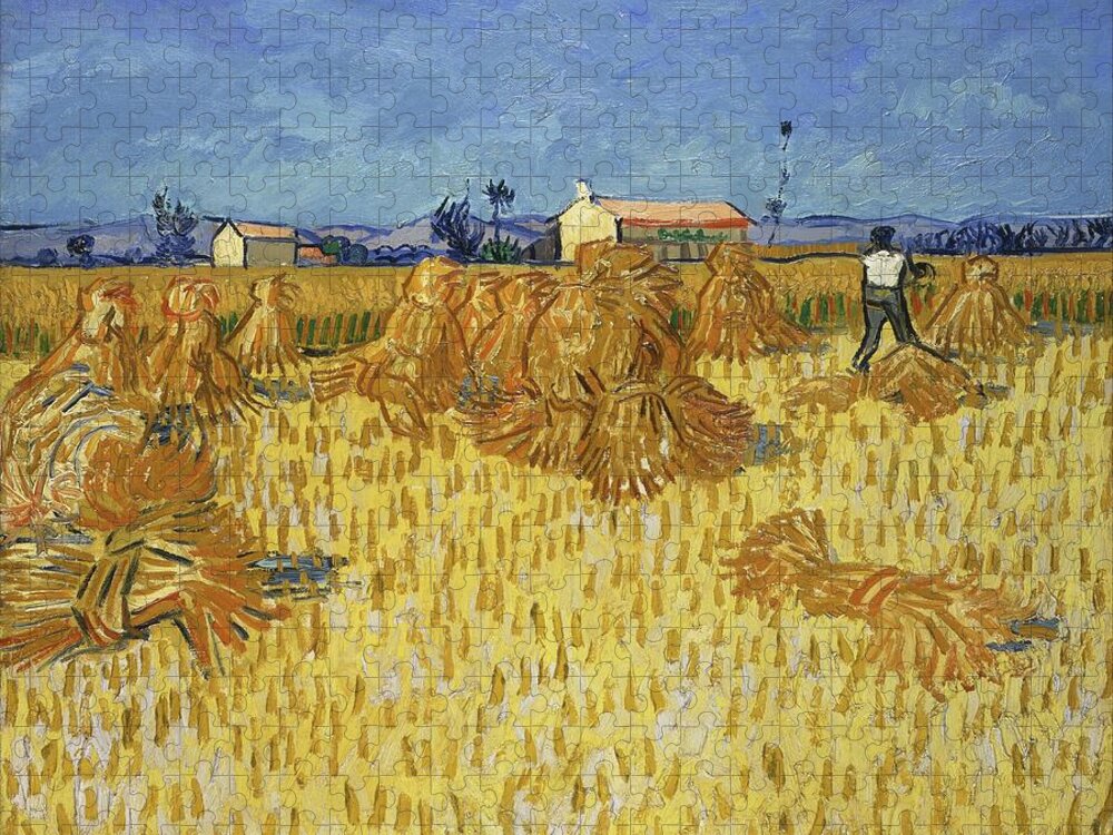 Provence Jigsaw Puzzle featuring the painting Corn Harvest In Provence by Vincent Van Gogh