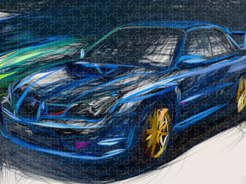 Subaru Jigsaw Puzzle featuring the digital art Subaru Impreza WRX STI Draw #12 by CarsToon Concept