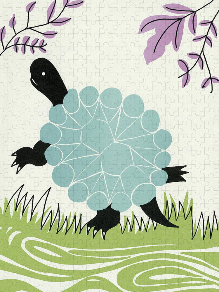 Animal Jigsaw Puzzle featuring the drawing Turtle #12 by CSA Images