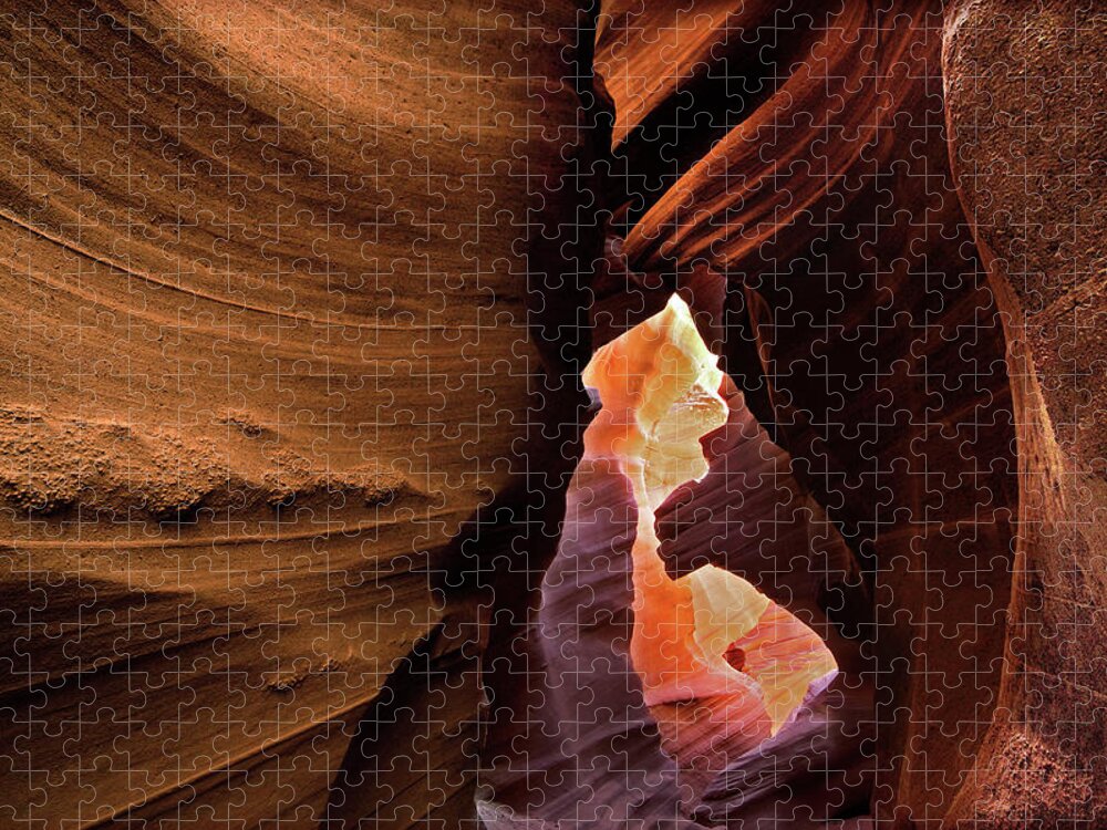 Antelope Canyon Jigsaw Puzzle featuring the photograph Abstract Sandstone Sculptured Canyon #13 by Mitch Diamond