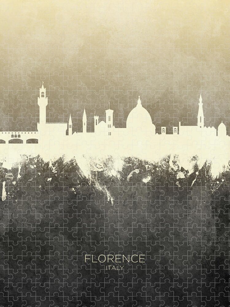 Florence Jigsaw Puzzle featuring the digital art Florence Italy Skyline #13 by Michael Tompsett