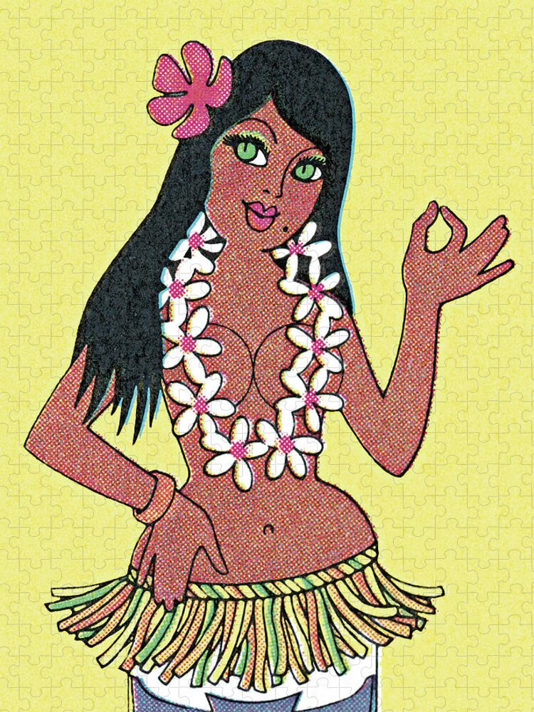 Activity Jigsaw Puzzle featuring the drawing Hula Dancer by CSA Images