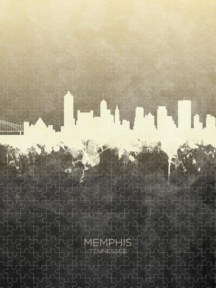 Memphis Jigsaw Puzzle featuring the digital art Memphis Tennessee Skyline by Michael Tompsett