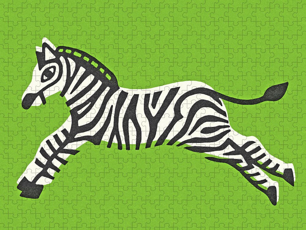Animal Jigsaw Puzzle featuring the drawing Zebra #15 by CSA Images