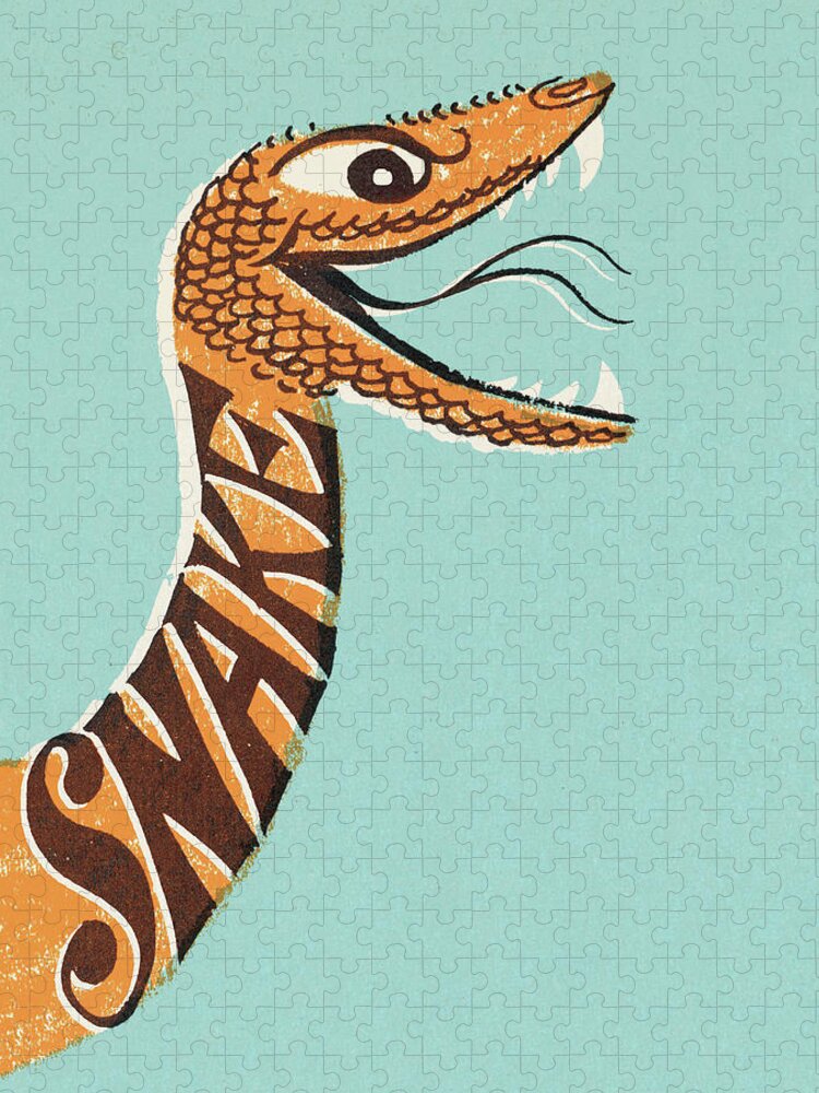Animal Jigsaw Puzzle featuring the drawing Snake #16 by CSA Images