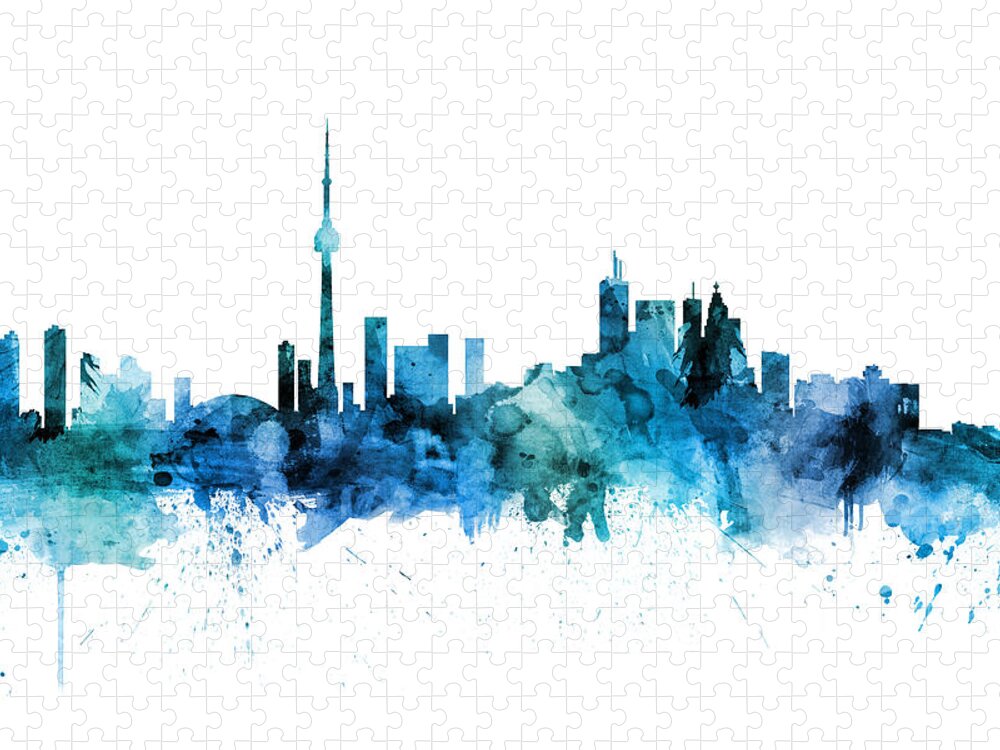 Toronto Jigsaw Puzzle featuring the digital art Toronto Canada Skyline #16 by Michael Tompsett