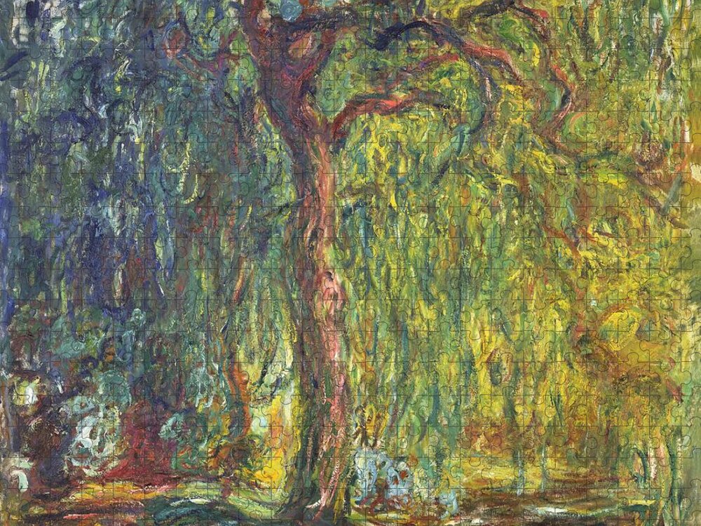 Weeping Willow Jigsaw Puzzle featuring the painting Weeping Willow #20 by Claude Monet