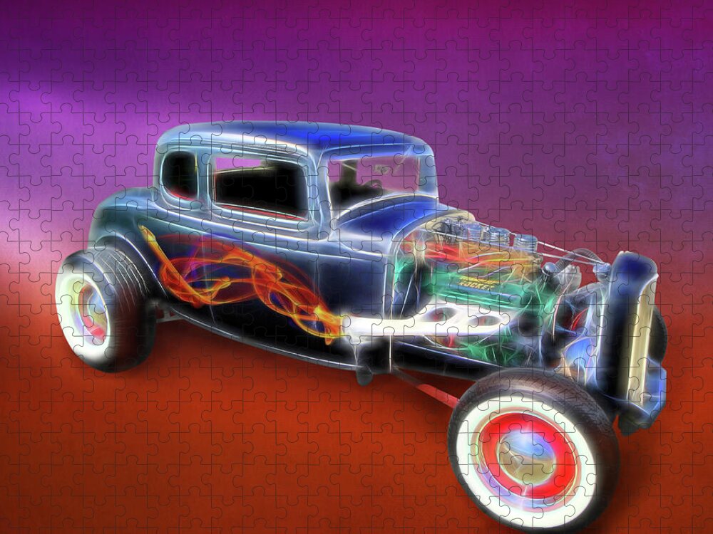 1932 Ford Jigsaw Puzzle featuring the digital art 1932 Ford Roadster by Rick Wicker