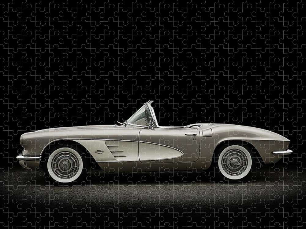 Corvette Puzzle featuring the digital art 1961 Corvette by Douglas Pittman