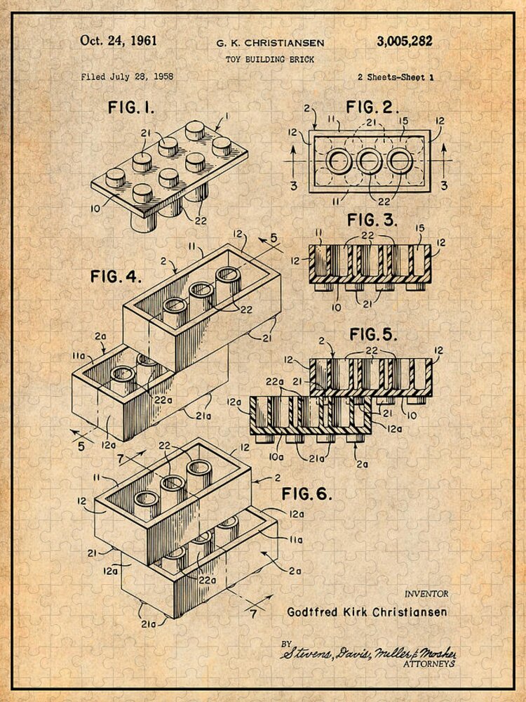 aflevere Svømmepøl At lyve 1961 Lego Toy Building Blocks Patent Print Antique Paper Jigsaw Puzzle by  Greg Edwards - Fine Art America