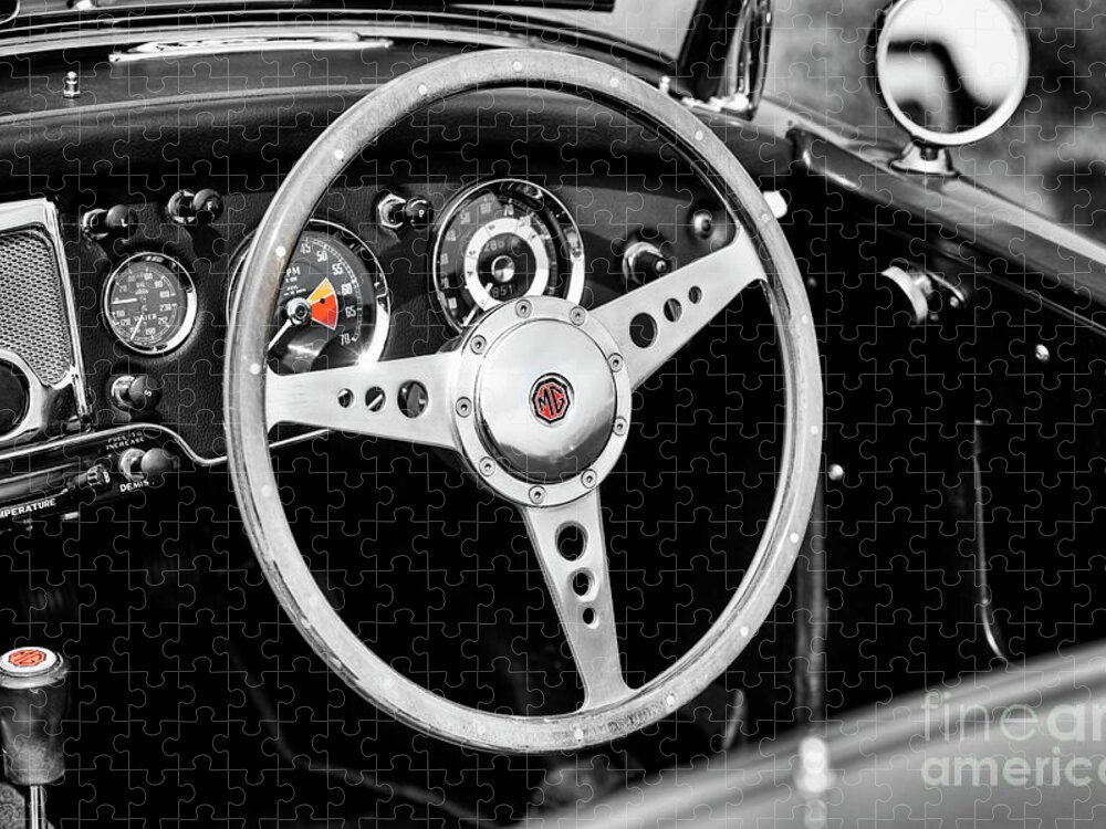 1961 Jigsaw Puzzle featuring the photograph 1961 MG MGA MK2 Interior by Tim Gainey