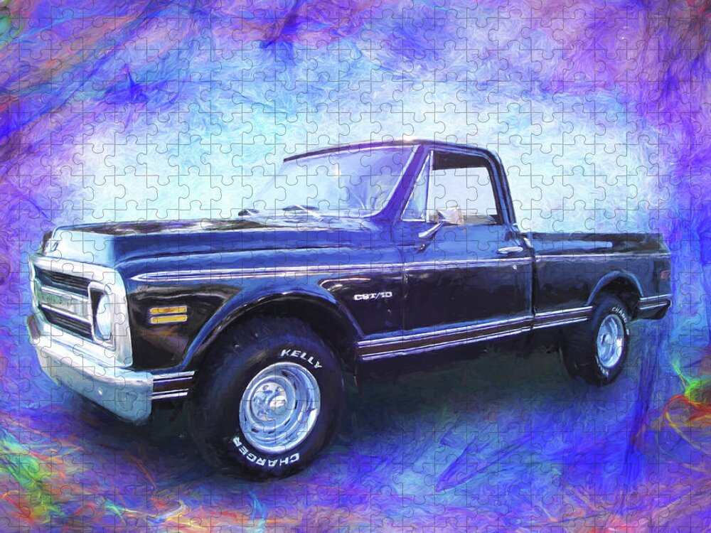Classic Cars Jigsaw Puzzle featuring the digital art 1970 Chevy C10 Pickup Truck by Rick Wicker