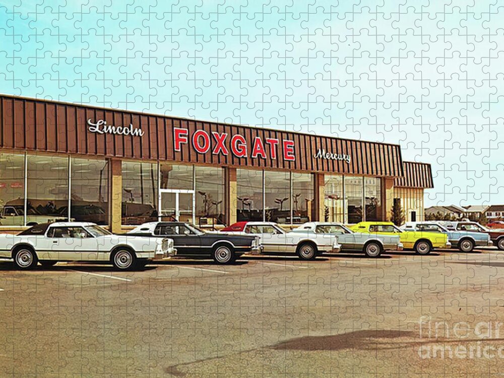 Vintage Jigsaw Puzzle featuring the photograph 1970s Image Of Foxgate Lincoln Dealership by Retrographs