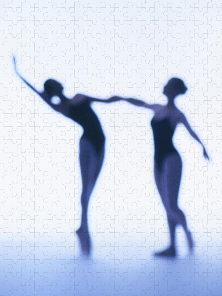 Ballet Dancer Jigsaw Puzzle featuring the photograph A Silhouette Of Two Young Women #2 by George Doyle