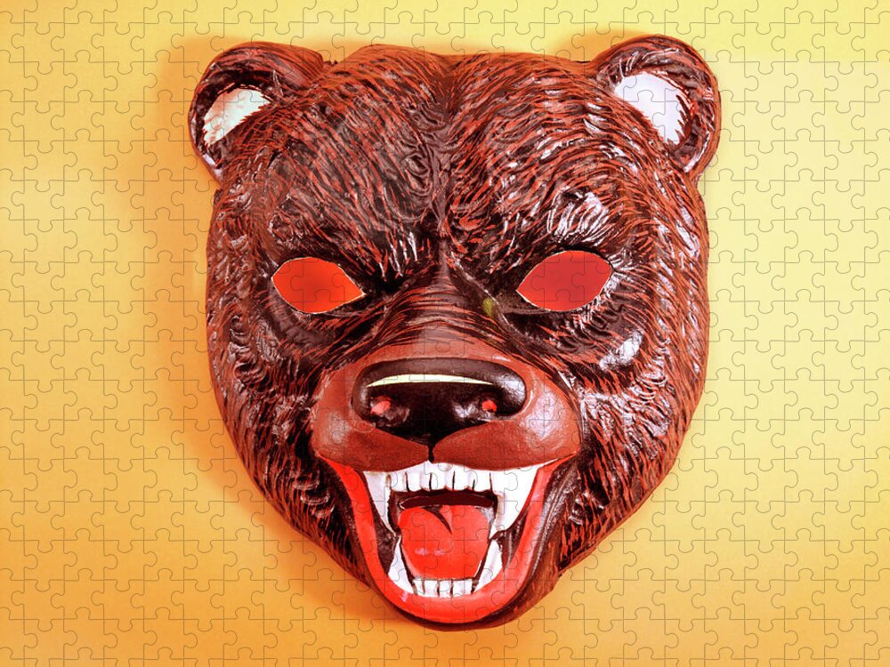 Afraid Jigsaw Puzzle featuring the drawing Bear Mask #2 by CSA Images