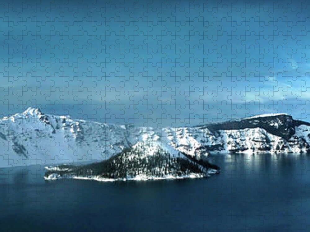 Scenics Jigsaw Puzzle featuring the photograph Crater Lake In Winter #2 by Terry Schmidbauer