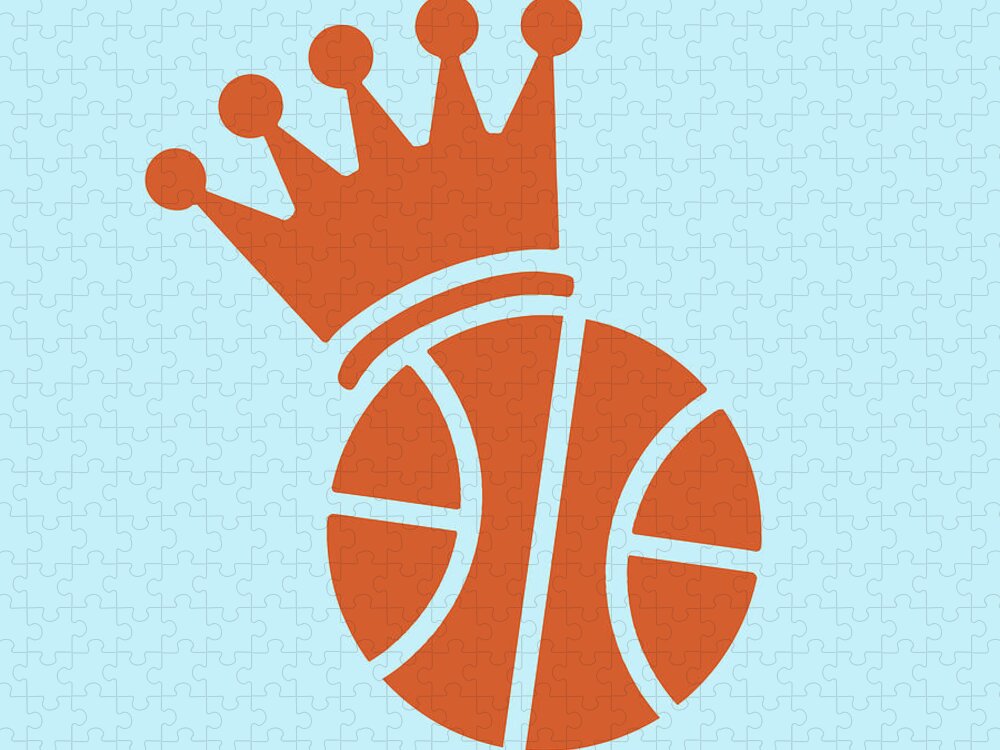 Ball Jigsaw Puzzle featuring the drawing Crown and Basketball #2 by CSA Images