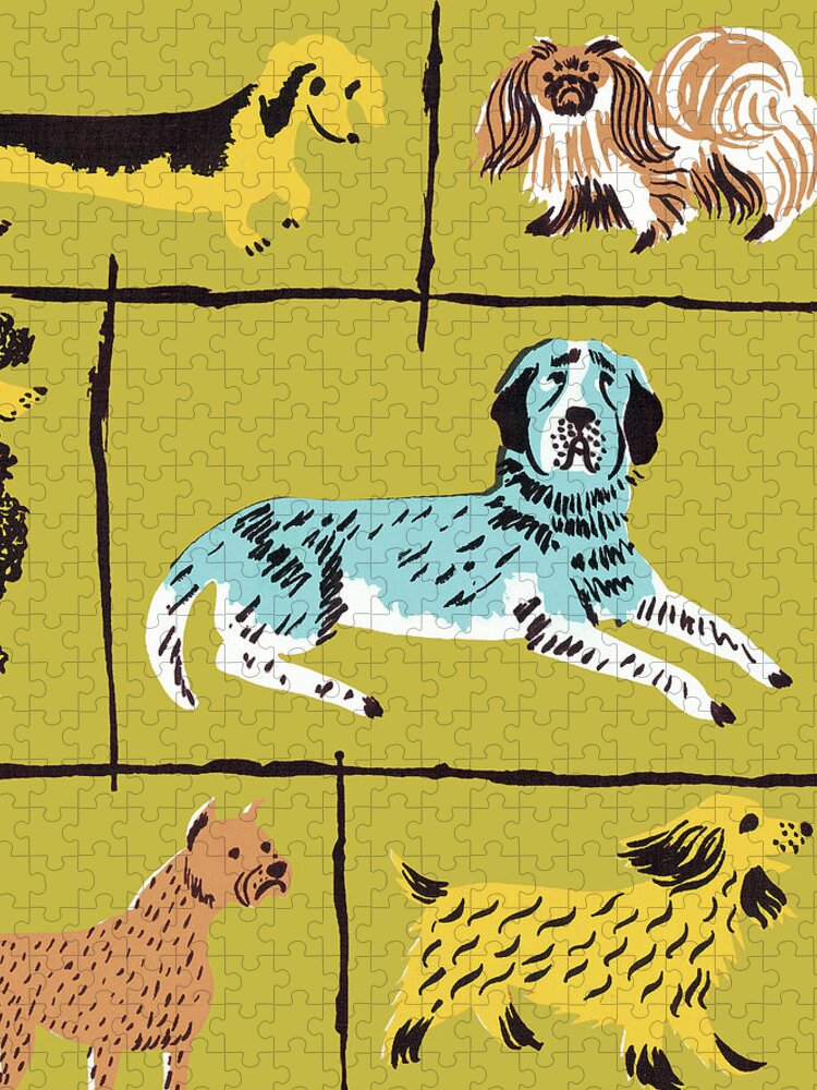 Animal Jigsaw Puzzle featuring the drawing Dog pattern #2 by CSA Images