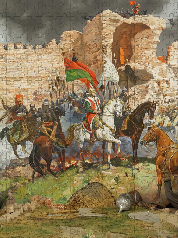 Assault Jigsaw Puzzle featuring the photograph Final assault and the fall of Constantinople in 1453 #2 by Steve Estvanik