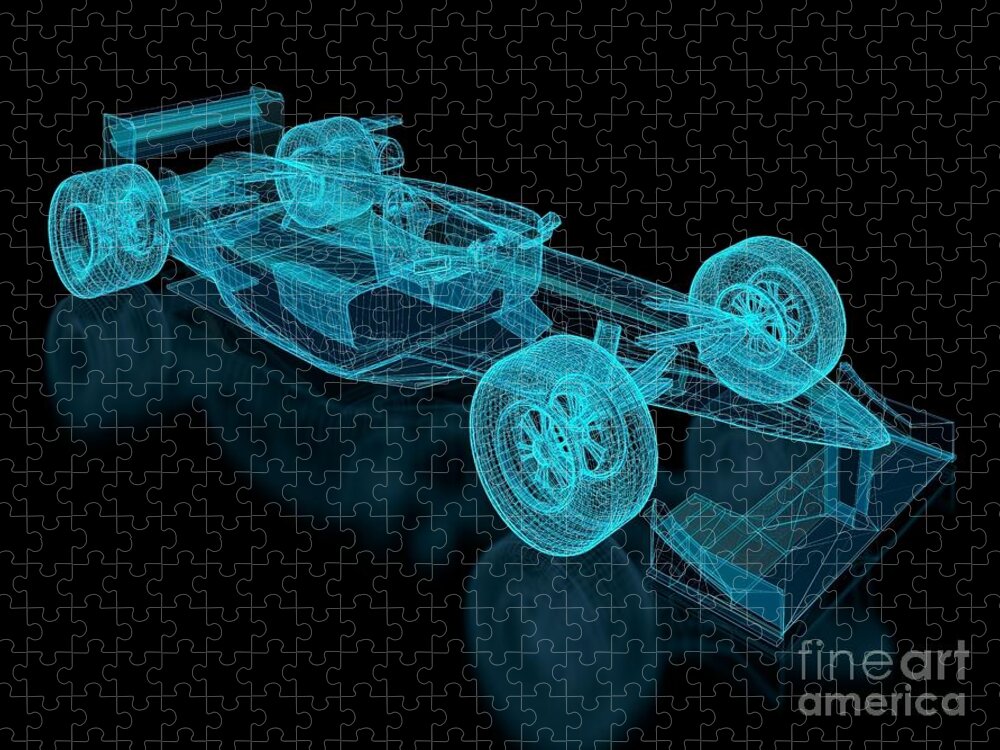 Aerodynamics Jigsaw Puzzle featuring the digital art Formula One Mesh Part Of A Series by Nuno Andre