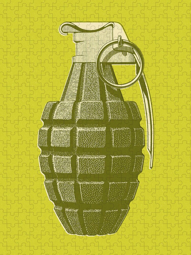 Armed Forces Jigsaw Puzzle featuring the drawing Hand Grenade #2 by CSA Images