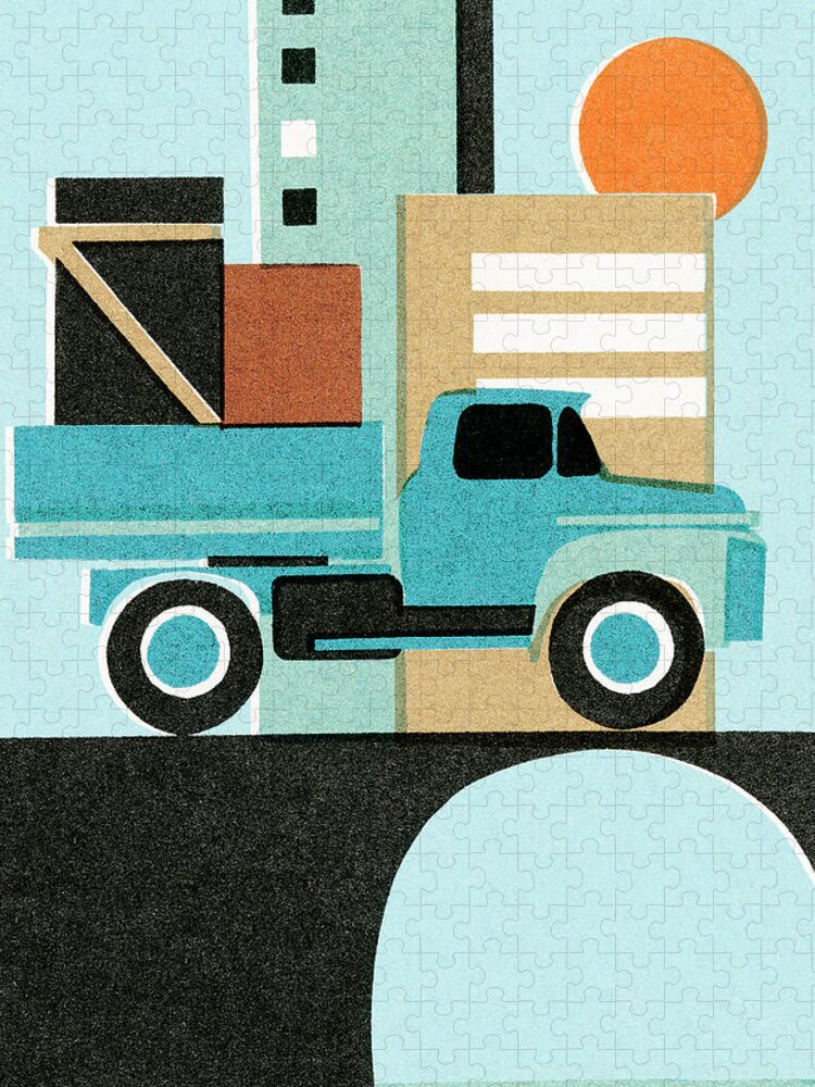 Automotive Jigsaw Puzzle featuring the drawing Hauling truck by CSA Images
