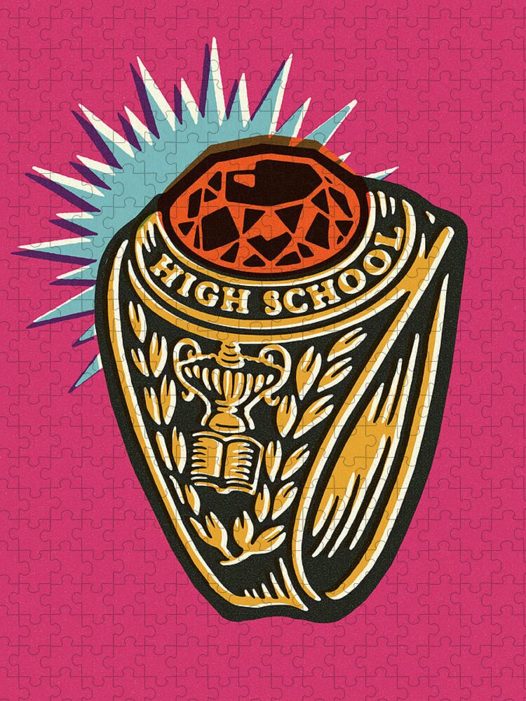 Accessories Jigsaw Puzzle featuring the drawing High School Class Ring #2 by CSA Images