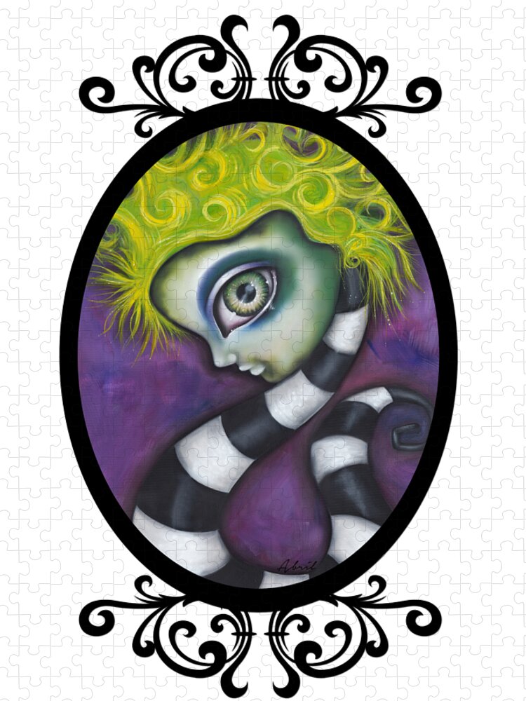 Beetlejuice Jigsaw Puzzle featuring the painting Beetlejuice by Abril Andrade