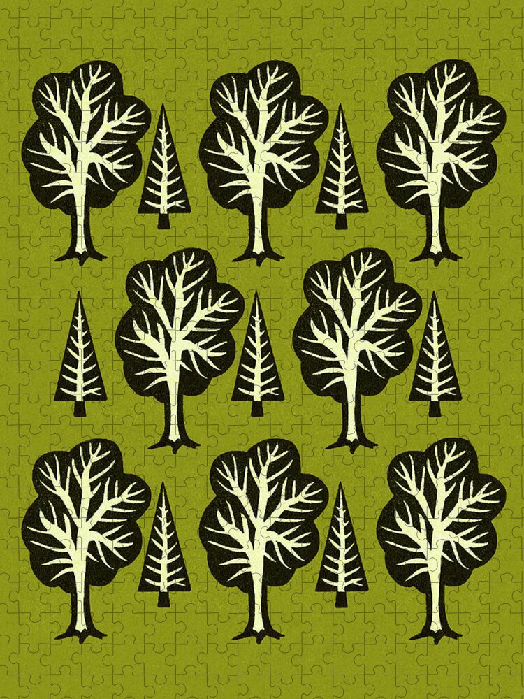 Background Jigsaw Puzzle featuring the drawing Pattern of Trees by CSA Images