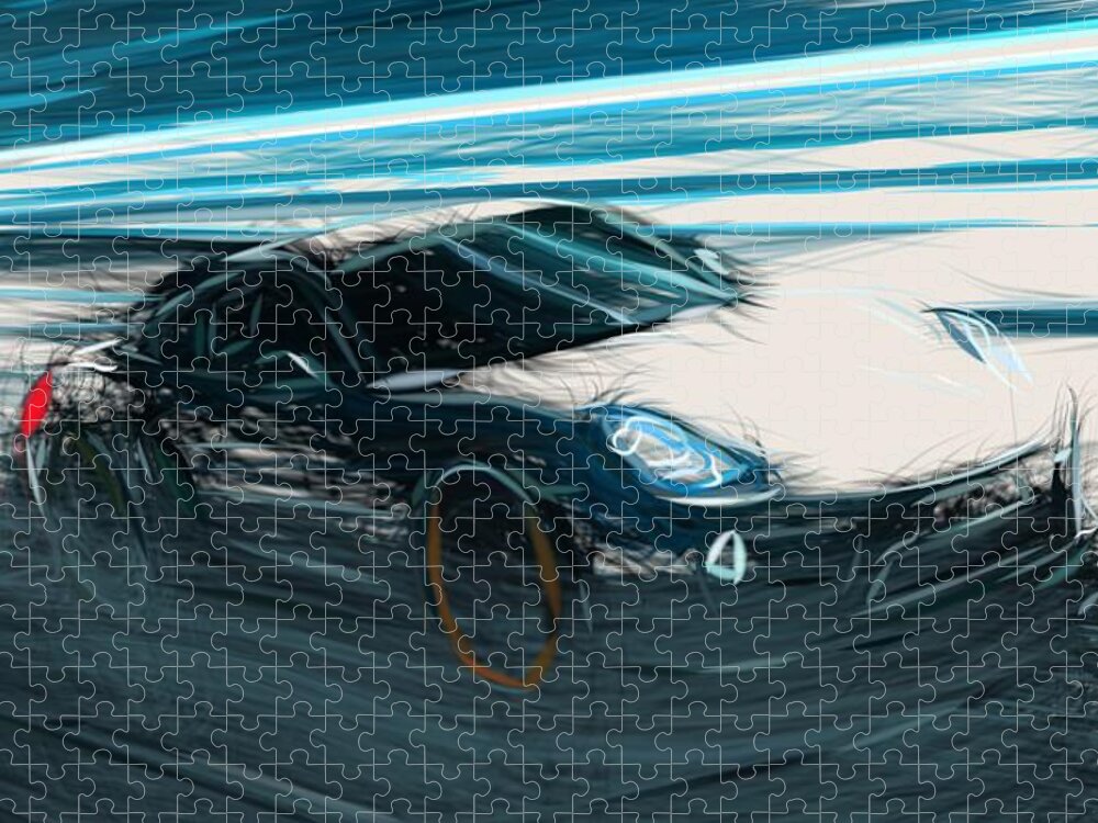 Porsche Jigsaw Puzzle featuring the digital art Porsche Cayman Drawing #3 by CarsToon Concept