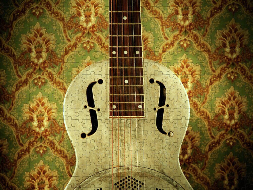 Music Jigsaw Puzzle featuring the photograph Resonator Guitar #2 by Bns124