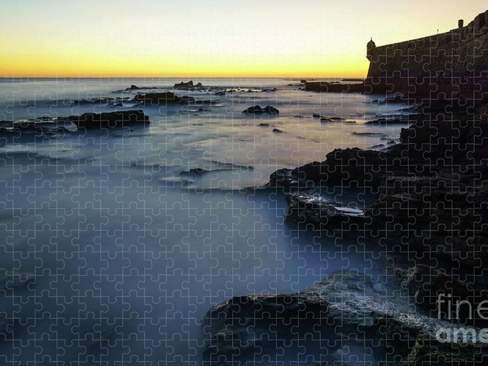 Sky Jigsaw Puzzle featuring the photograph Rising Tide Saint Sebastian Castle Cadiz Spain by Pablo Avanzini