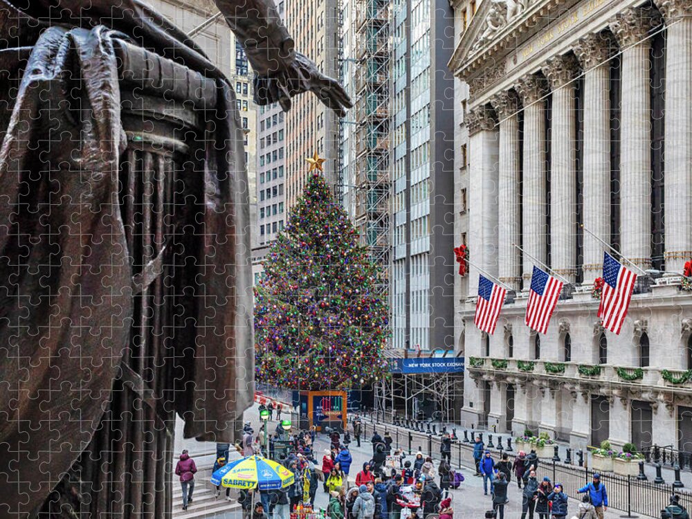 Estock Jigsaw Puzzle featuring the digital art Stock Exchange, Wall Street Nyc #2 by Lumiere