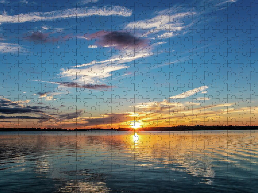 Cloudy Jigsaw Puzzle featuring the photograph Sunset #2 by Doug Long