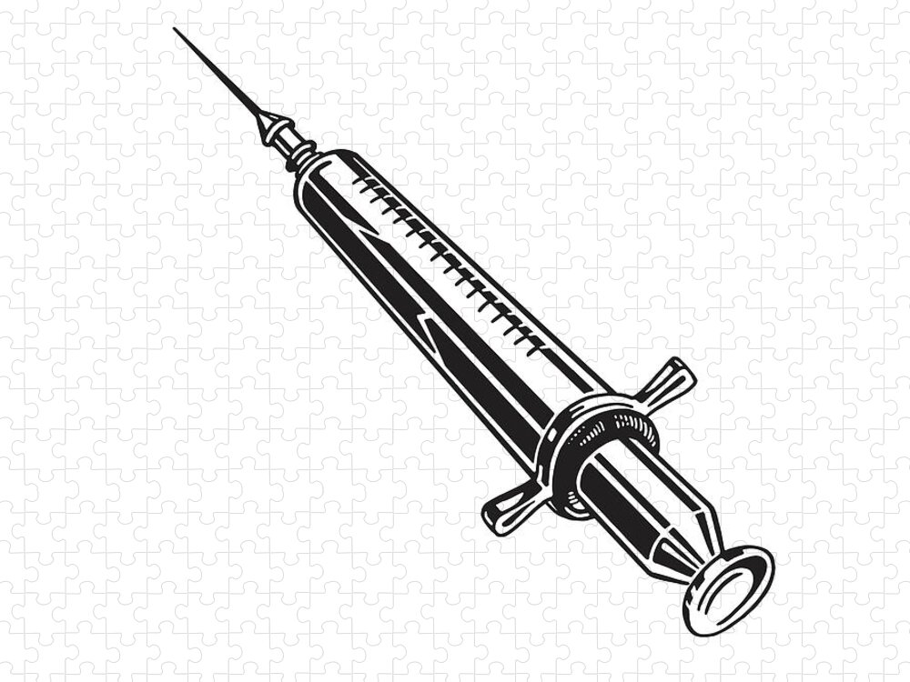 Addiction Jigsaw Puzzle featuring the drawing Syringe #2 by CSA Images