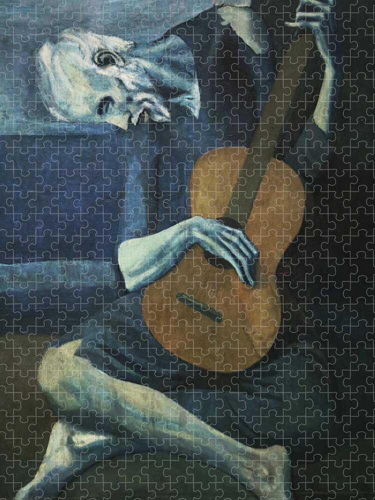 Old Jigsaw Puzzle featuring the painting The Old Guitarist by Pablo Picasso