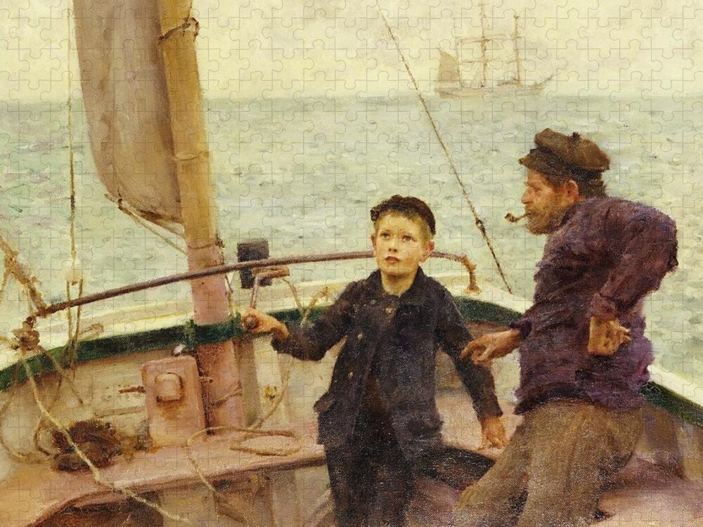 Steering Jigsaw Puzzle featuring the painting The Steering Lesson by Henry Scott Tuke