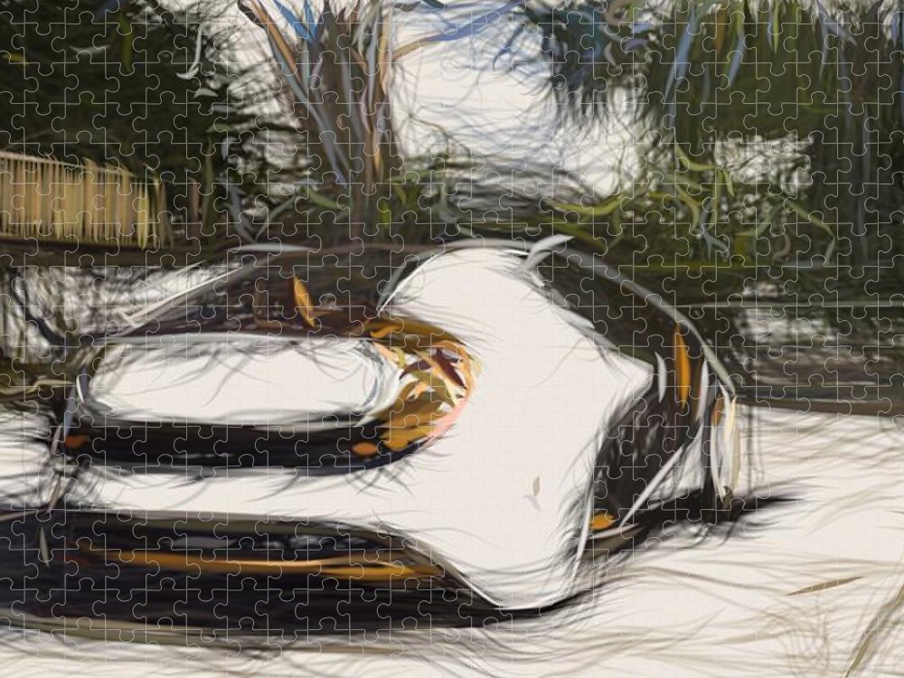 Toyota Jigsaw Puzzle featuring the digital art Toyota i Drawing #3 by CarsToon Concept