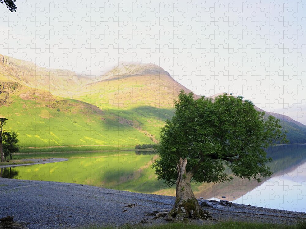 Estock Jigsaw Puzzle featuring the digital art Uk, England, Buttermere, Lake At Dawn #2 by Peter Cain