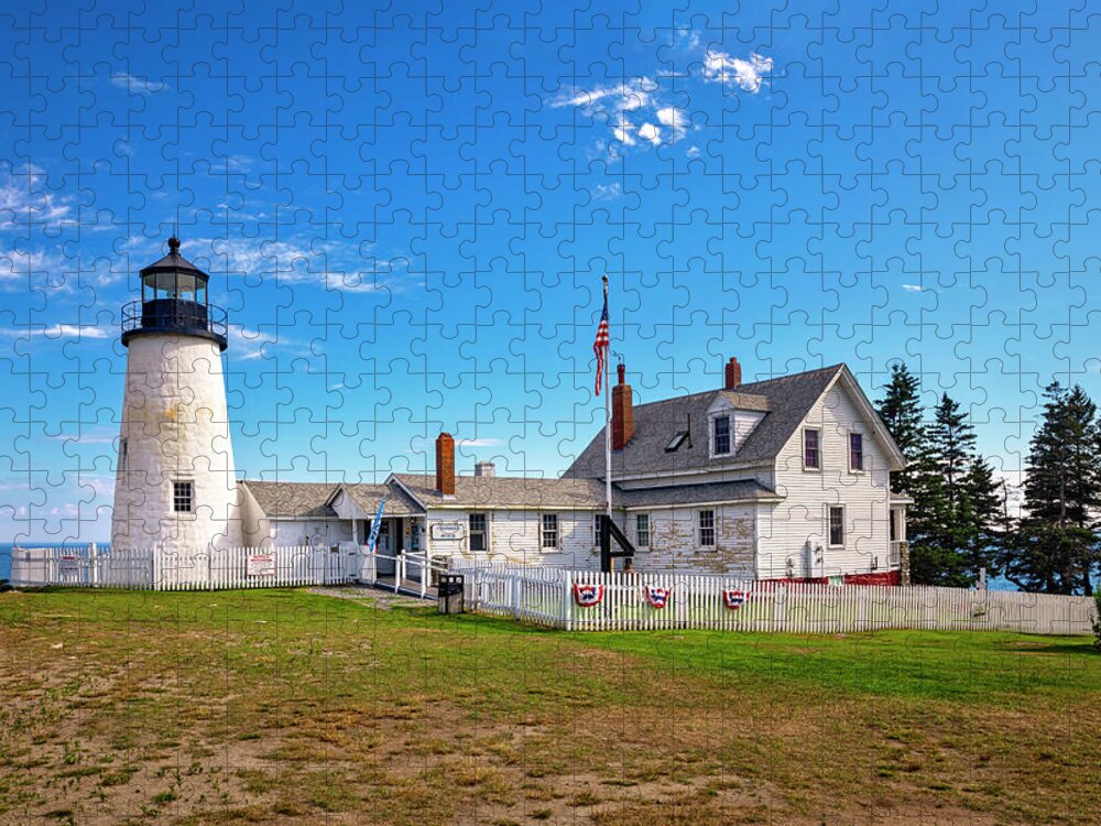Estock Jigsaw Puzzle featuring the digital art Lighthouse, Pemaquid, Maine #23 by Claudia Uripos