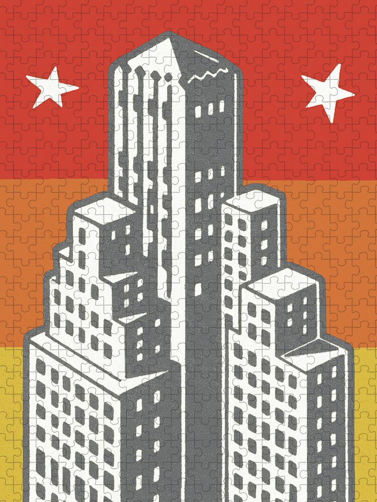 Architecture Jigsaw Puzzle featuring the drawing Skyscraper by CSA Images