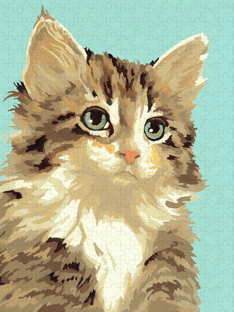Animal Jigsaw Puzzle featuring the drawing Kitten by CSA Images