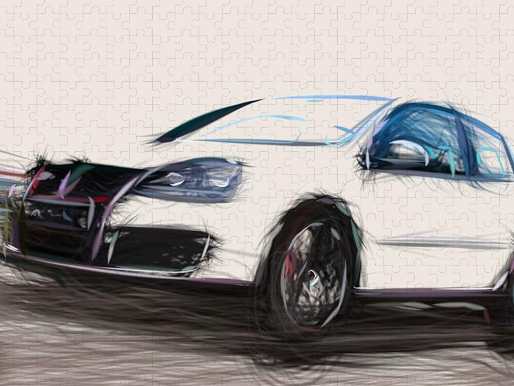 Acura Jigsaw Puzzle featuring the digital art Acura RSX Type S Draw #3 by CarsToon Concept