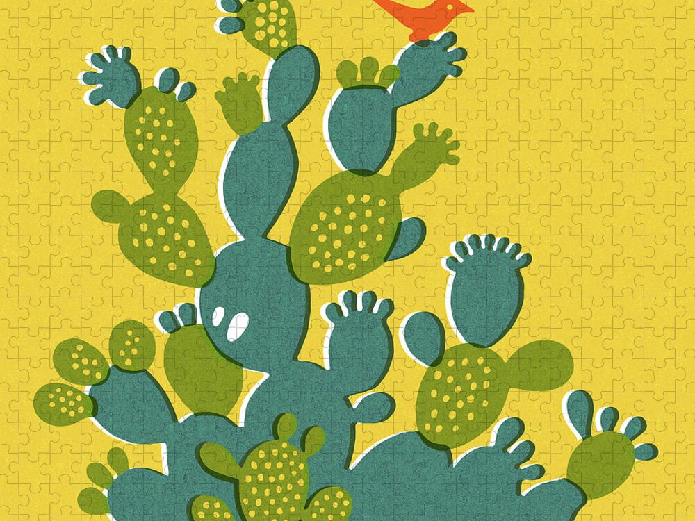 Animal Jigsaw Puzzle featuring the drawing Cactus #3 by CSA Images