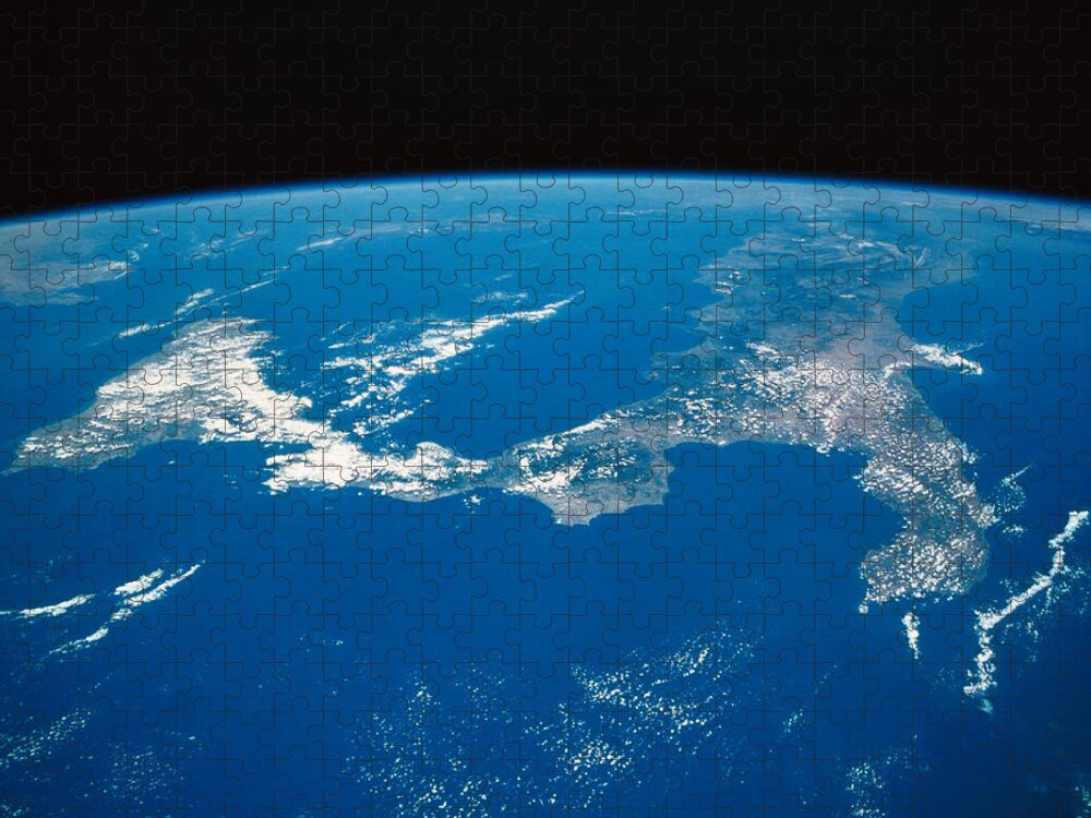 Black Color Jigsaw Puzzle featuring the photograph Earth Viewed From A Satellite #3 by Stockbyte