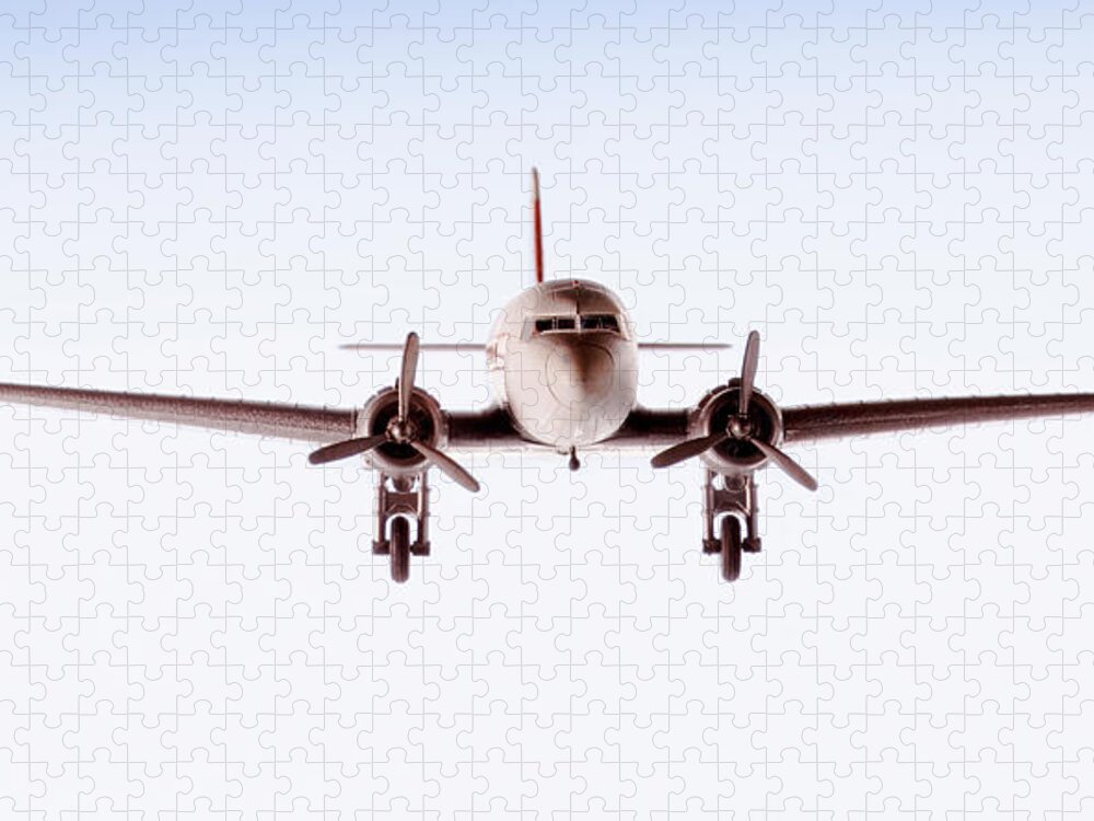 Air Travel Jigsaw Puzzle featuring the drawing Front View of Airplane #3 by CSA Images